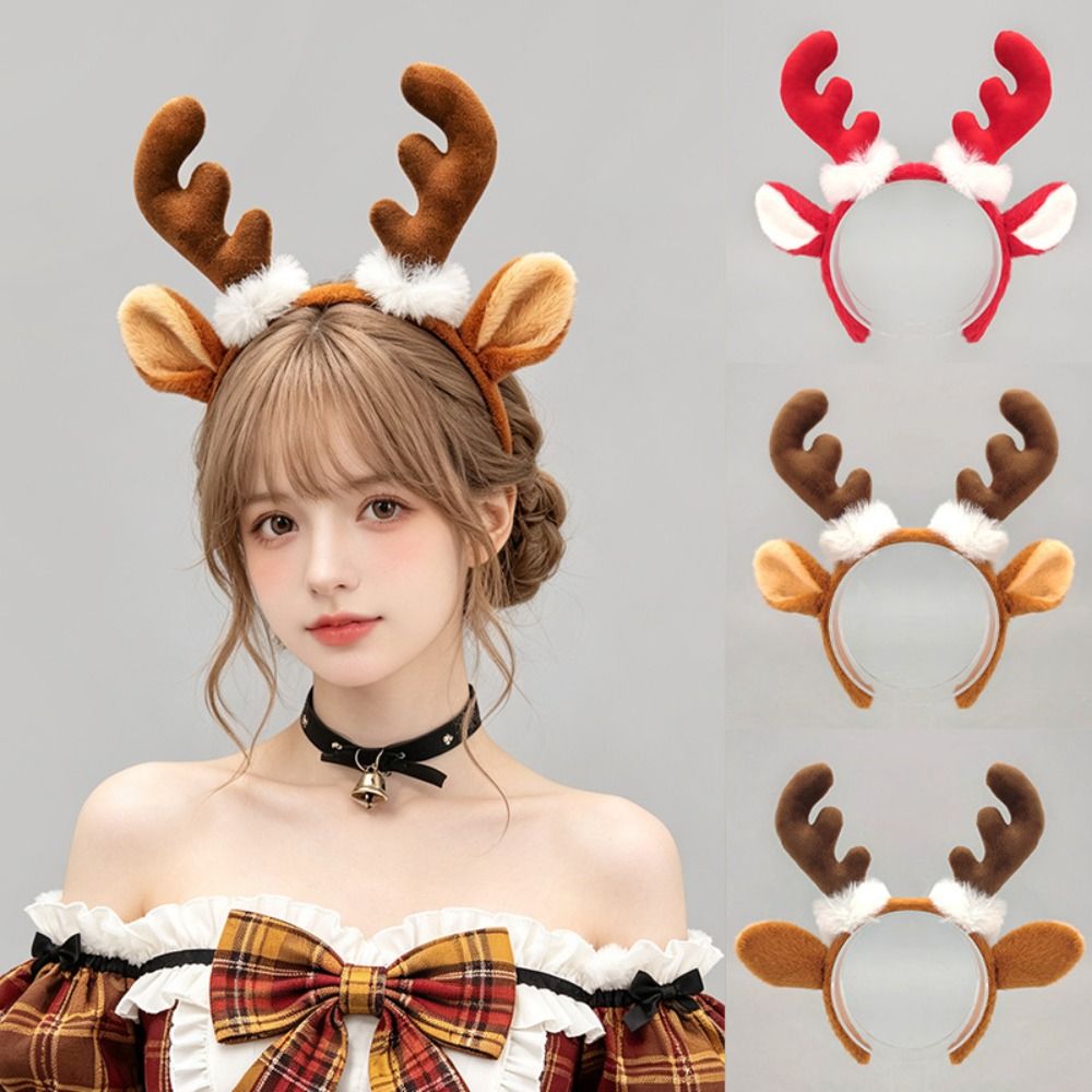 Reindeer Antlers Headband - 귀여운 크리스마스 순록 뿔 머리장식, 뿔