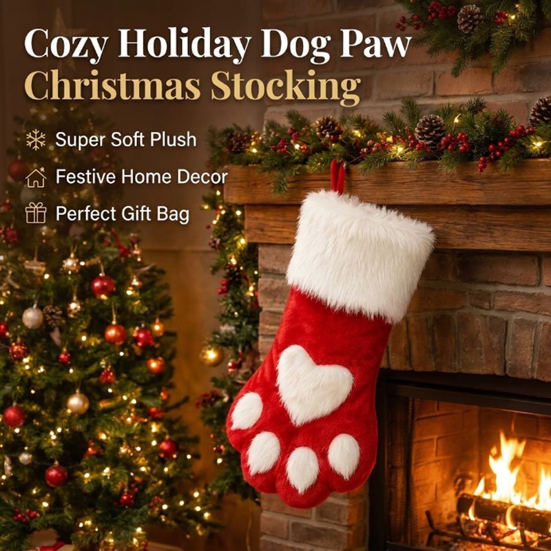 Christmas Stocking Hanging - 겨울용 부드러운 소재의 강아지 발 모양