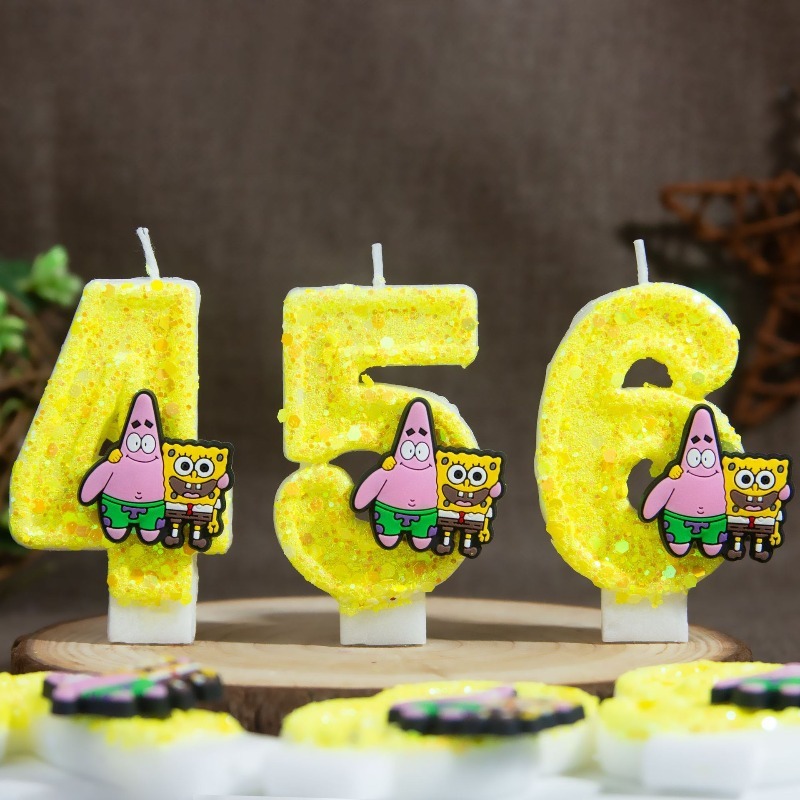 Holiday Candle Set - 스폰지밥 디지털 숫자 케이크 캔들 생일