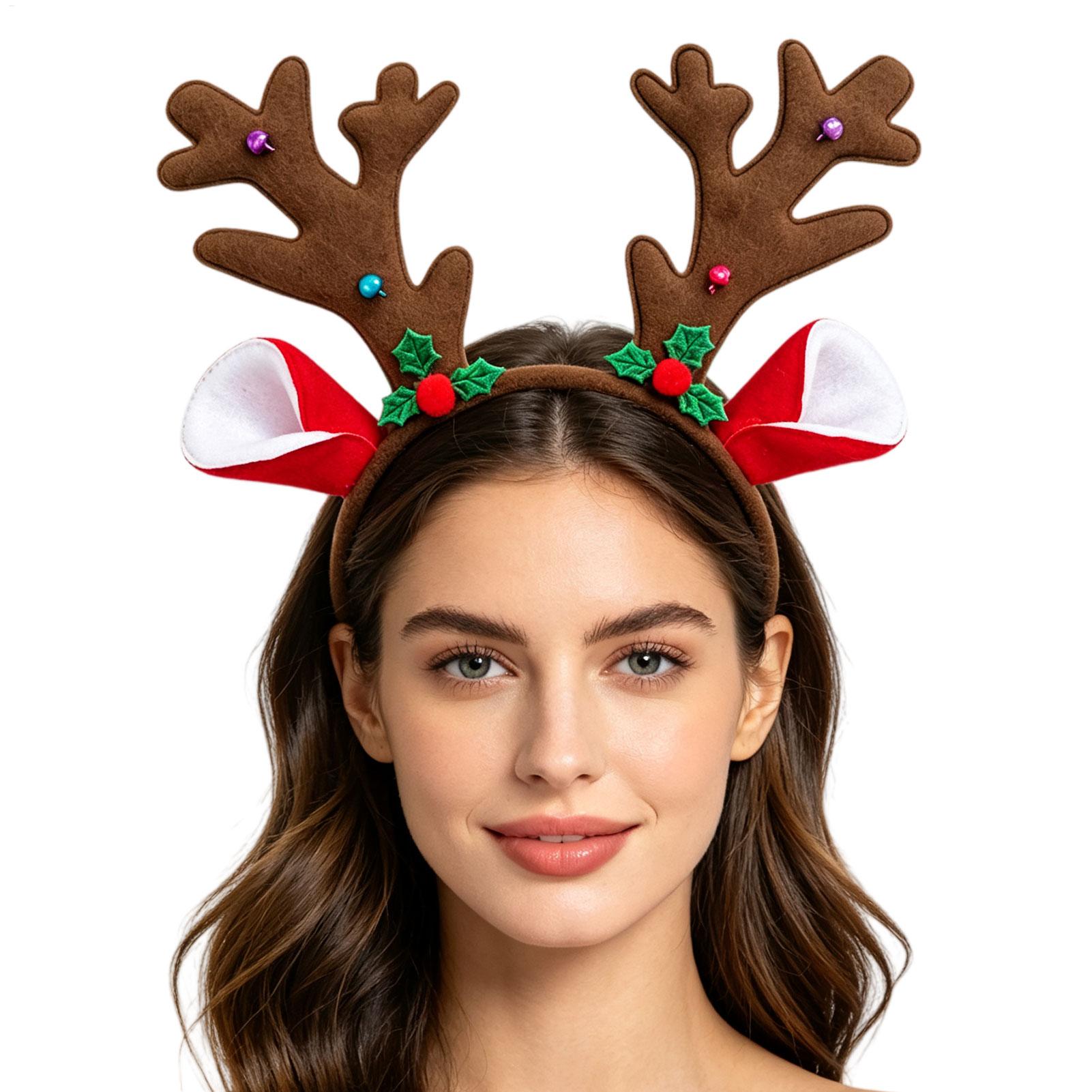 Reindeer Antlers Headband - 크리스마스 사슴 뿔 머리띠, 사실적인 3D