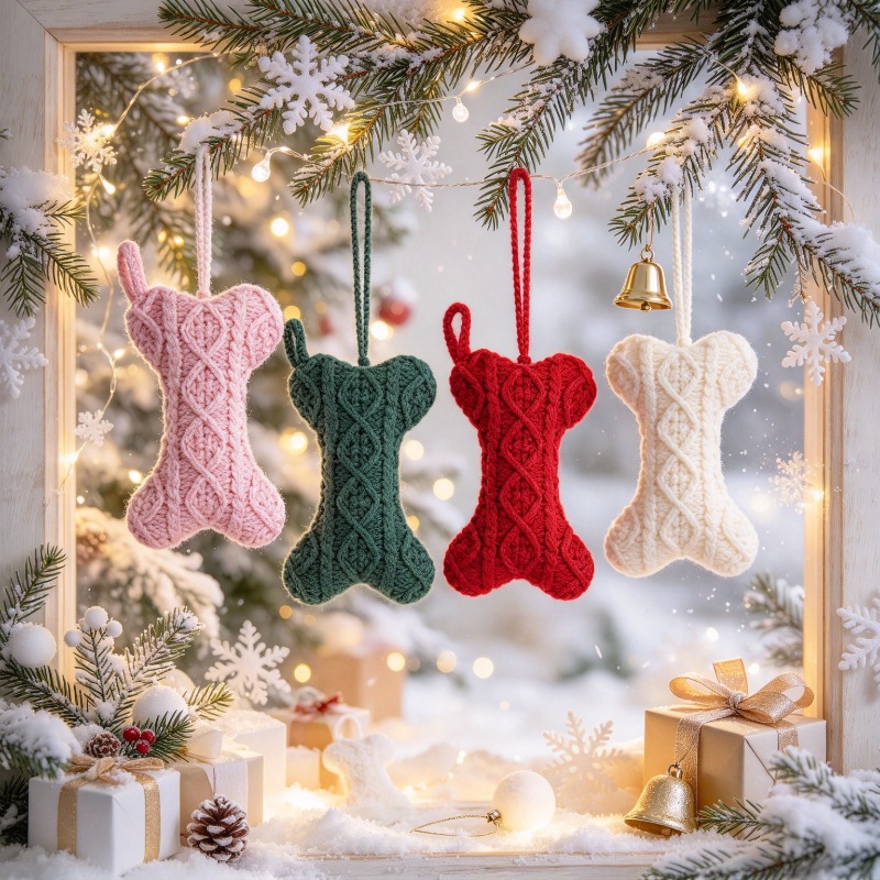Christmas Stocking Hanging - 다채로운 색상의 케이블 니트 소재로 만든