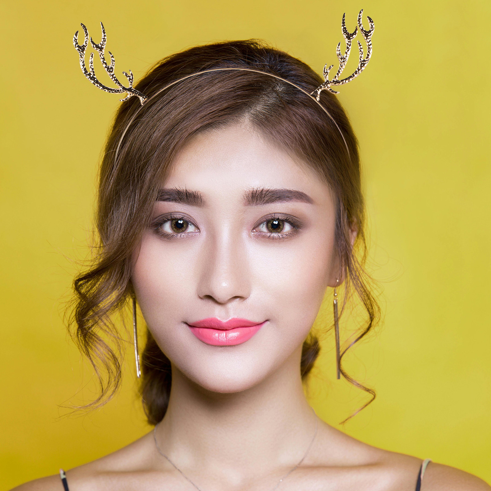 Reindeer Antlers Headband - 금속 큐빅 장식 헤어 밴드, 사슴