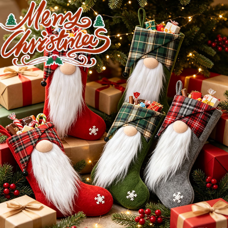Christmas Stocking Hanging - 1-4개입 크리스마스 간식 가방 (어린이용, 트리
