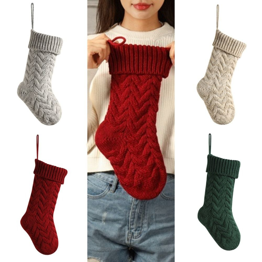 니트 크리스마스 양말 푹신하고 부드러운 장식품 크리스마 - Christmas Stocking Hanging 리뷰 및 가격