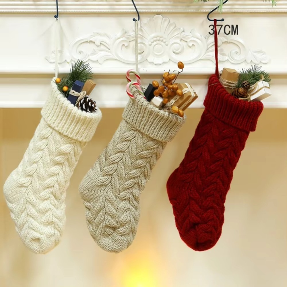 니트 크리스마스 양말 푹신하고 부드러운 장식품 크리스마 - Christmas Stocking Hanging 리뷰 및 가격