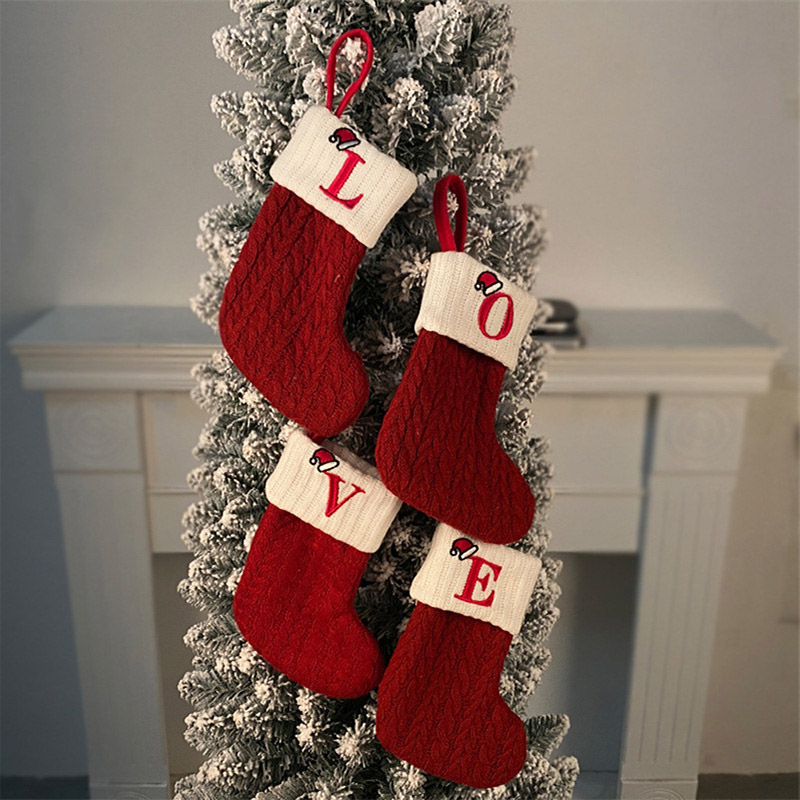 크리스마스 양말 뜨개질 눈송이 글자 양말 크리스마스 장 - Christmas Stocking Hanging 리뷰 및 가격