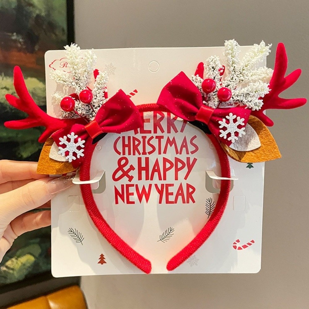 레드 벨벳 소재의 사슴 뿔 모양 헤어밴드, 벨벳 리본, - Reindeer Antlers Headband 리뷰 및 가격