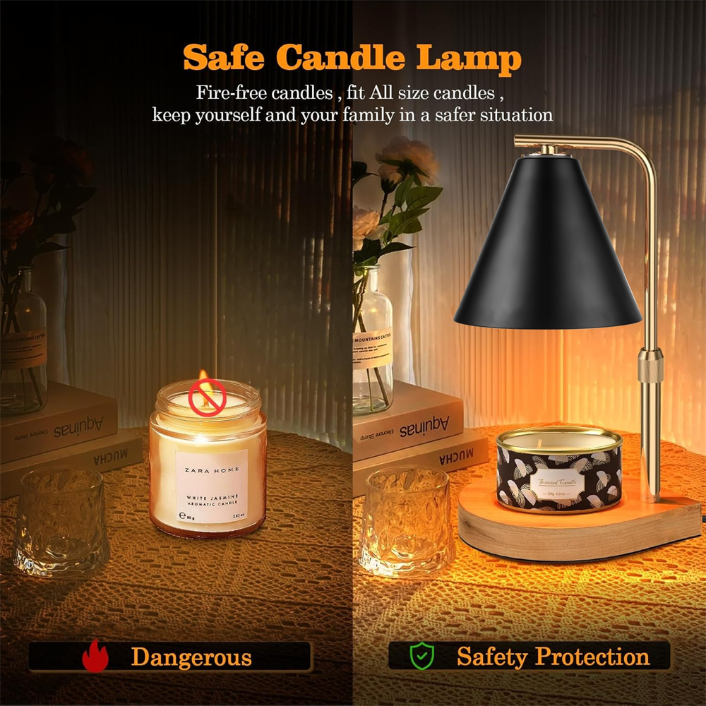 타이머가 있는 블랙 캔들 워머 램프, 밝기 조절 가능한 - Holiday Candle Set 리뷰 및 가격