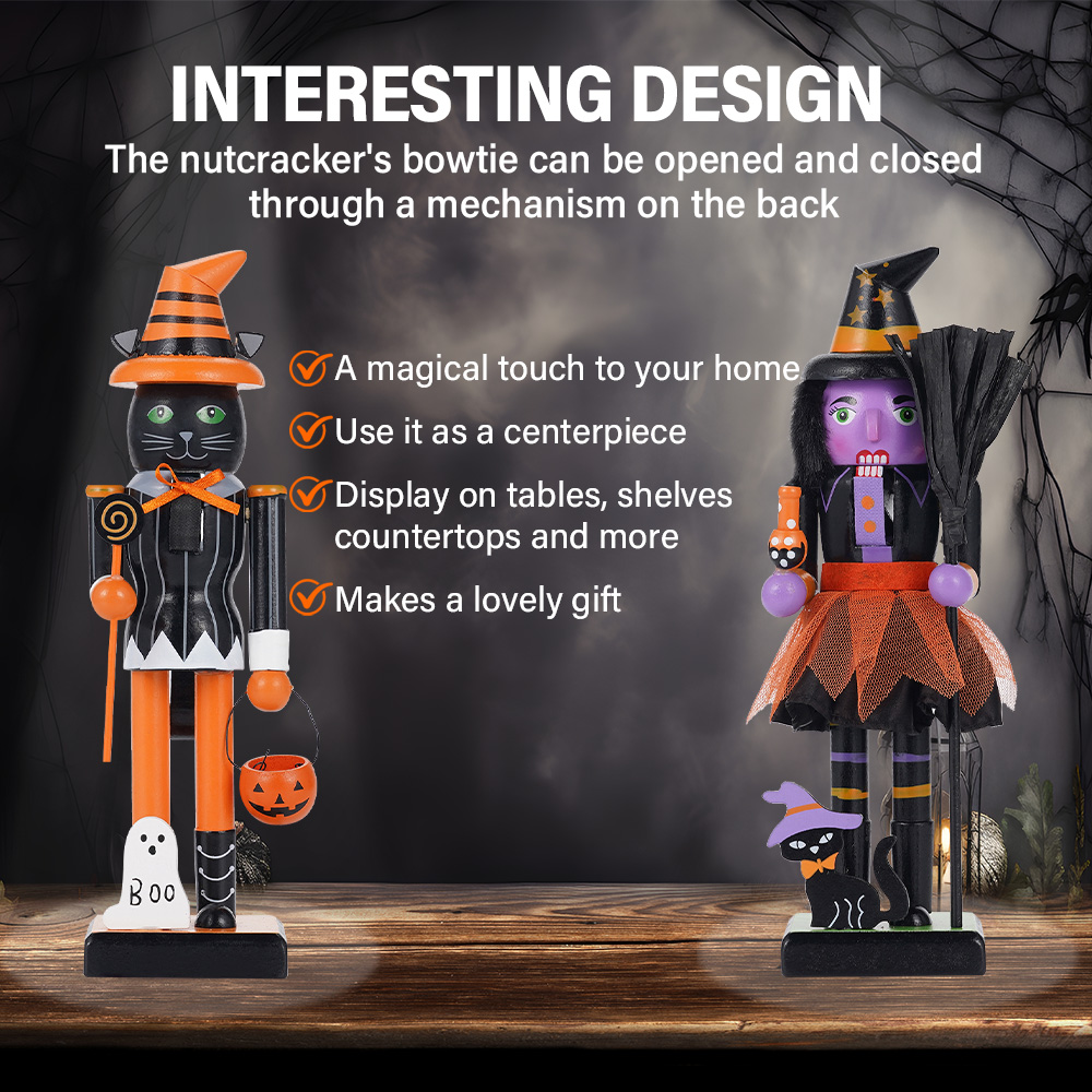 할로윈 원목 호두까기 인형 해골 마녀 호박 검은 고양이 - Nutcracker Figurine 리뷰 및 가격